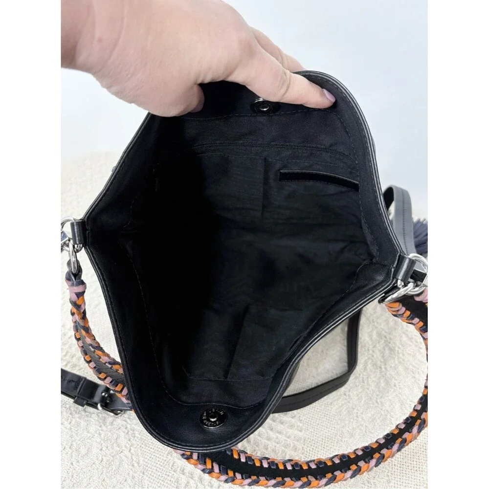 Rebecca Minkoff Chase Convertible Hobo Bag Black Leather Tassel Braided Boho